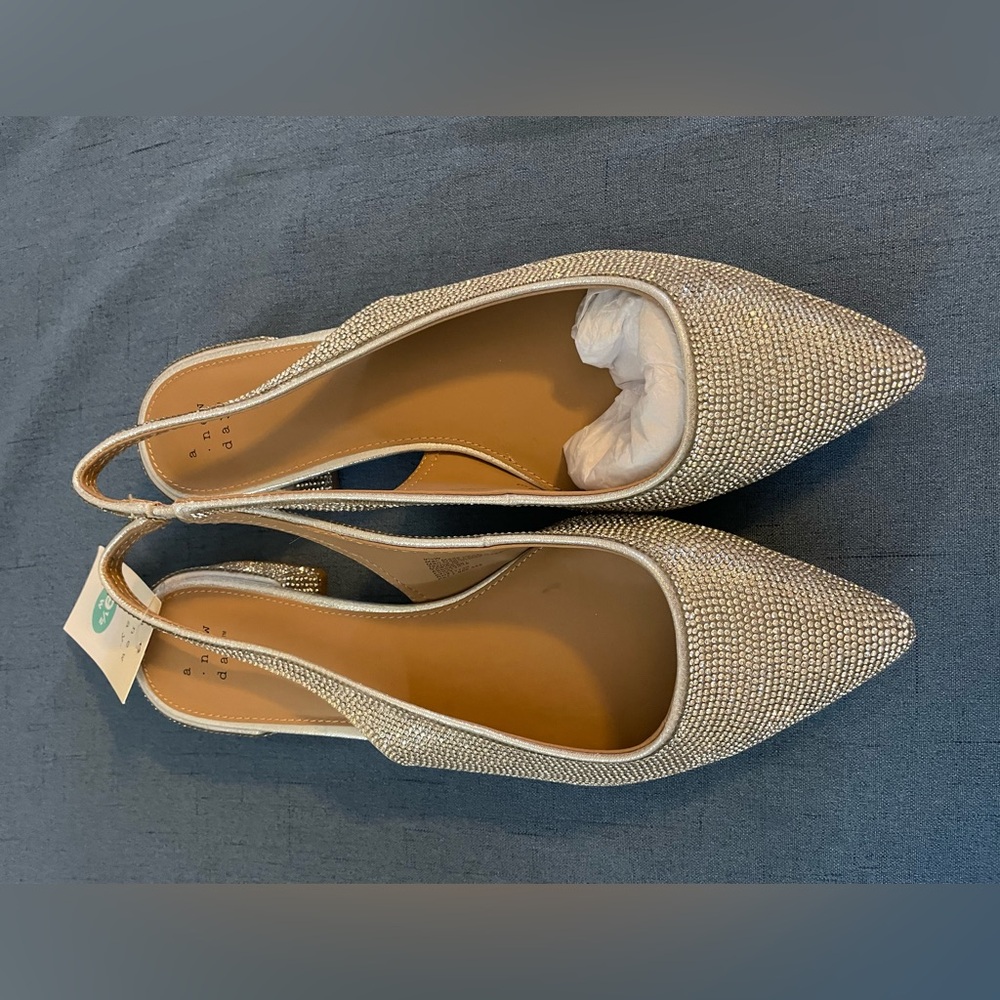 A New Day Women’s Rhinestone Slingback Flats, Size 9.5W, NWT
